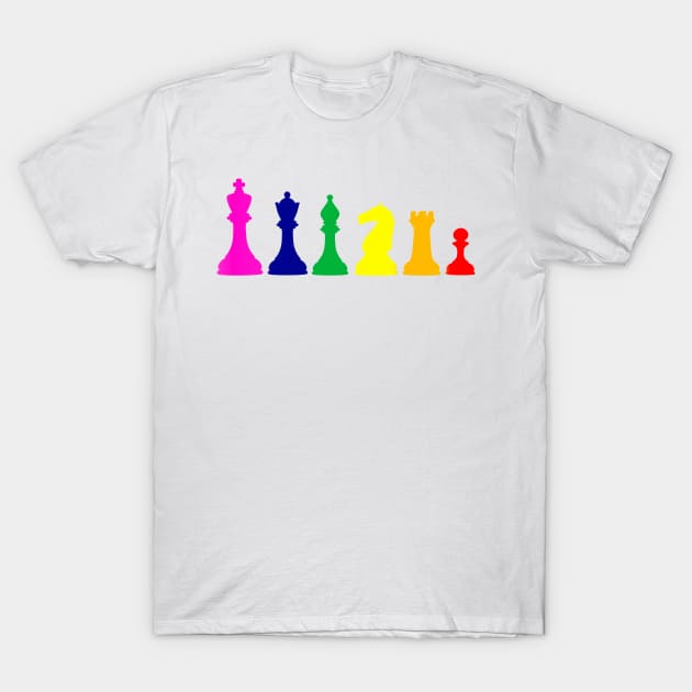 Rainbow Chess Pieces T-Shirt by PH-Design